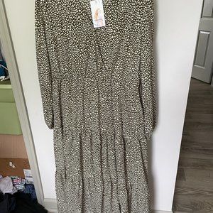 Green Floral Mid Length Dress